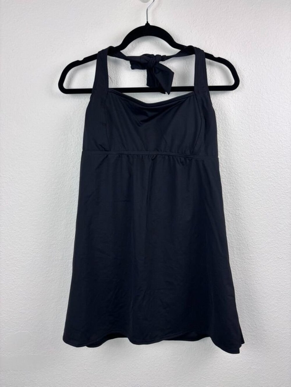 Lands' End women's 12 black halter tie tankini swim dress No bottoms attached